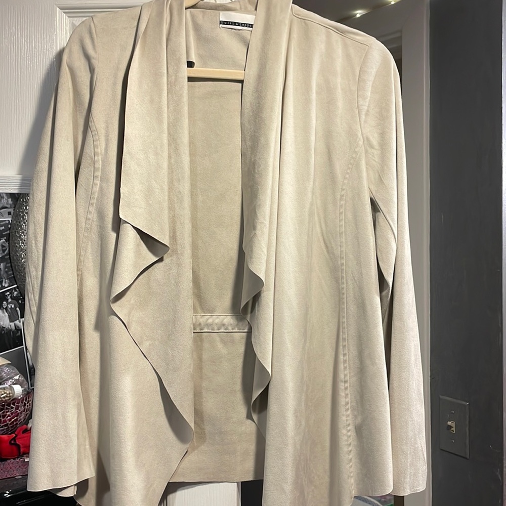 Jules & Leopold cream suede thin cardigan